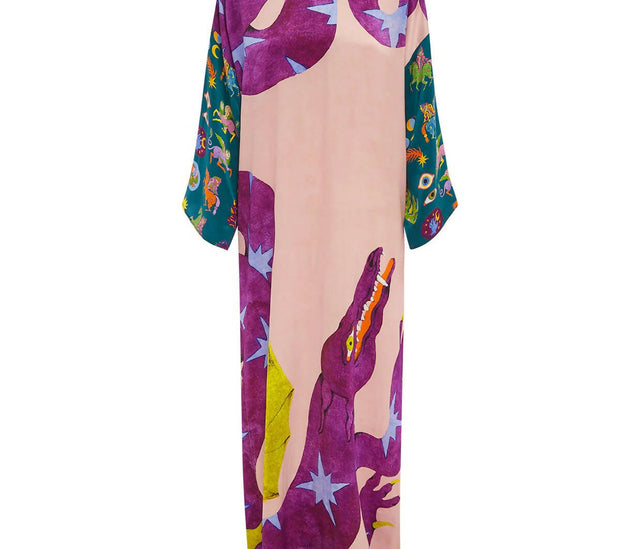 Alemais Superhero Silk Satin Midi Dress Multi Print Size 16 - 16 / Multi - Dresses