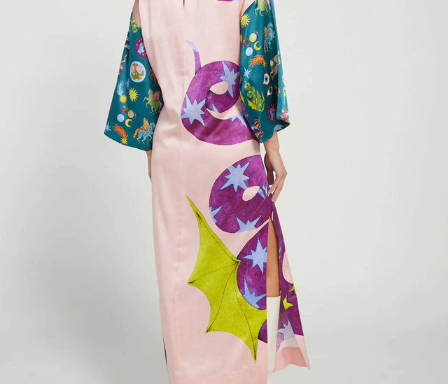 Alemais Superhero Silk Satin Midi Dress Multi Print Size 16 - 16 / Multi - Dresses