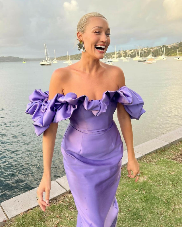 Alemais Suzi off Shoulder Midi Dress Size 8 & 10 - 8 / Blue - Dresses