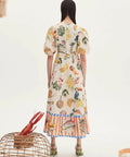 Alemais Theo Midi Dress Ivory Print Size AU 16 - 16 / Print - Dresses