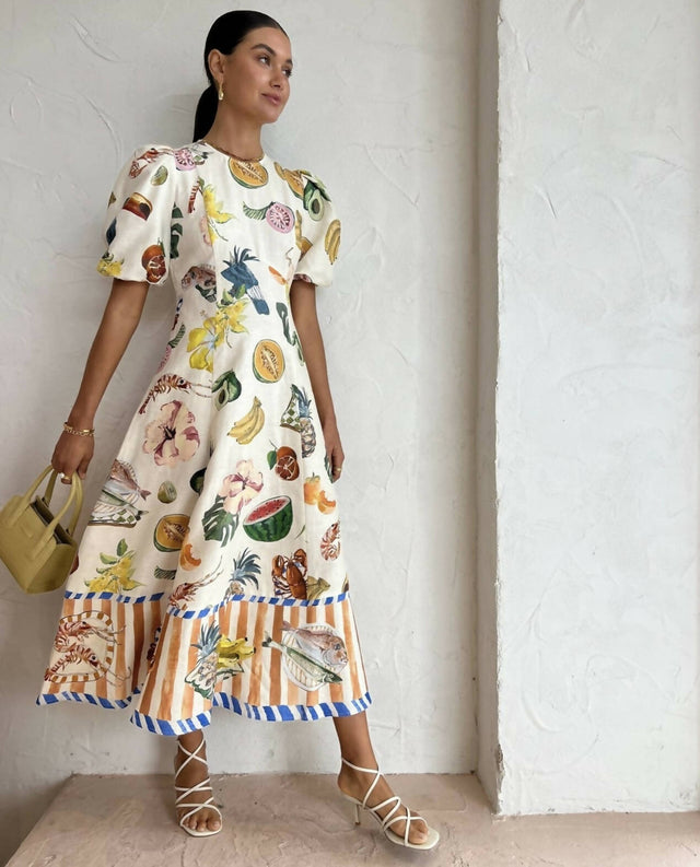 Alemais Theo Midi Dress Size 10 - 10 / Print - Dresses