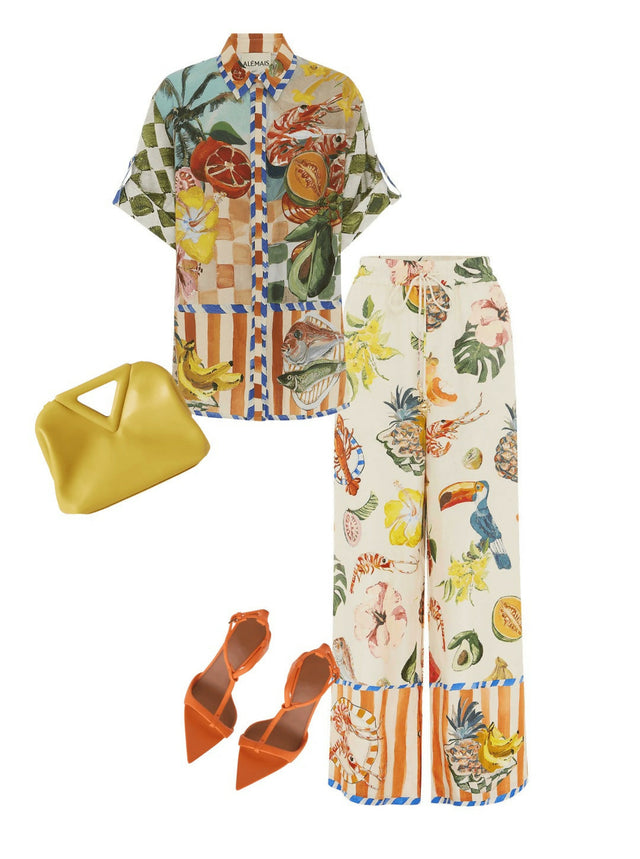 Alemais Theo Shirt and Pant Set Ivory Print Size AU 16 - 16 / Print - Outfit Sets
