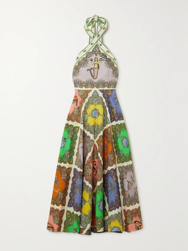 ALEMAIS - Alemais Trippy Troppo Halter Midi Dress