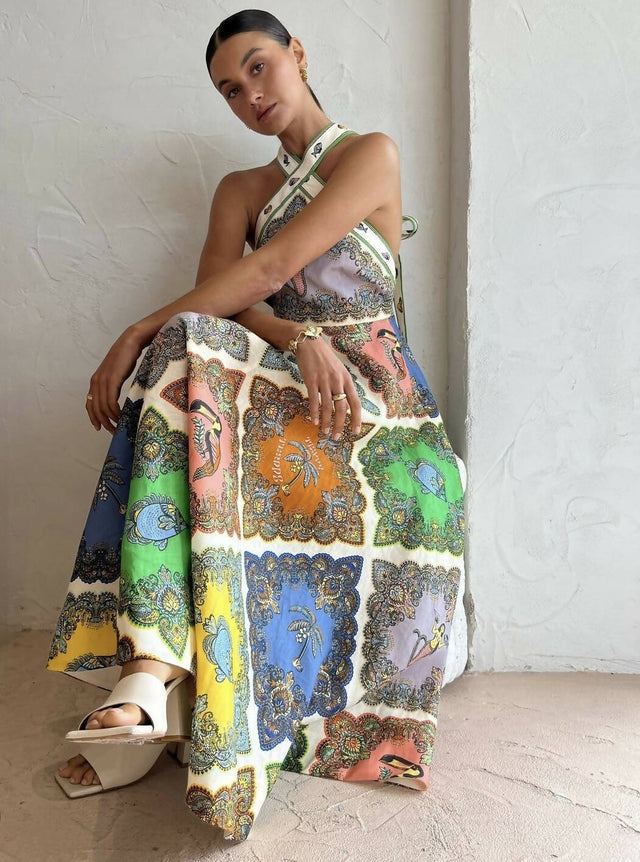 ALEMAIS - Alemais Trippy Troppo Halter Midi Dress