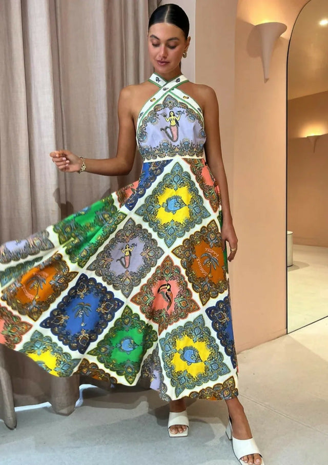 Alemais Trippy Troppo Halter Midi Dress Multi - Dresses