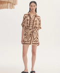 Alemais Tropic Shirt and Sarong Skirt Set Choc/Cream Size 12 - 12 / Brown - Outfit Sets