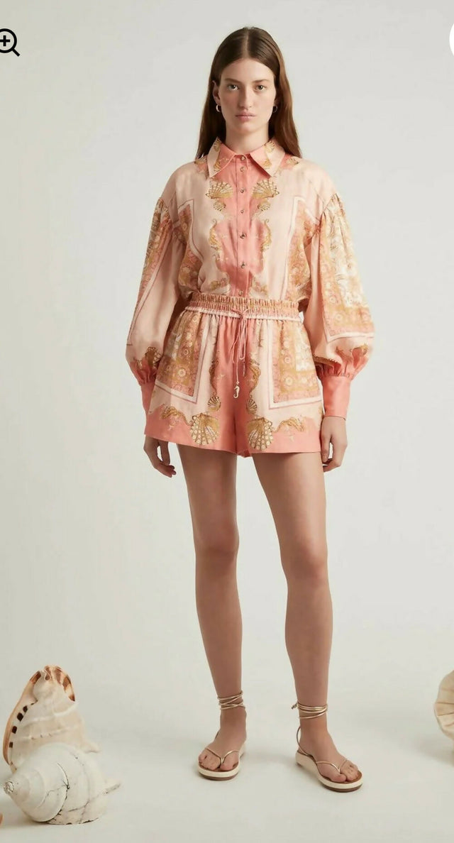 Alemais Ursula Shirt and Short Set Pink Size AU 14 - 14 / Print - Outfit Sets