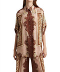 Alemais Ursula Silk Shirt in Copper - 14 / Print - Tops