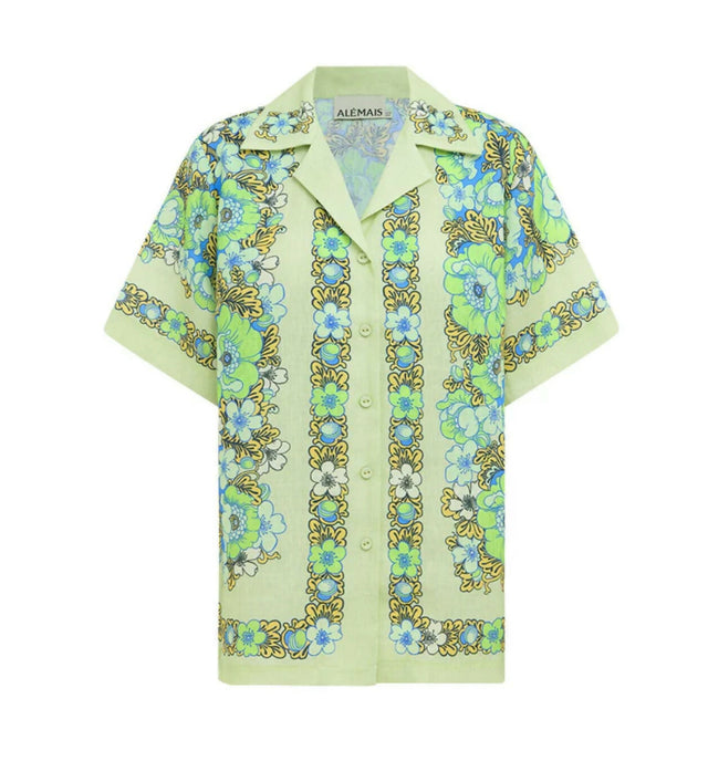 Alemais Velma Oversized Linen Shirt and Pants Set Green Floral Size AU 16 - 16 / Floral - Outfit Sets