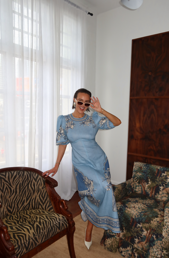 alemais dress blue Alemais Blue Linen Casual Dress