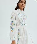 Alemais Willa Embroidered Midi Shirt Dress White Floral Size 16 - 16 / Floral - Dresses