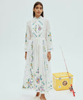 Alemais Willa Embroidered Midi Shirt Dress White Floral Size 16 - 16 / Floral - Dresses