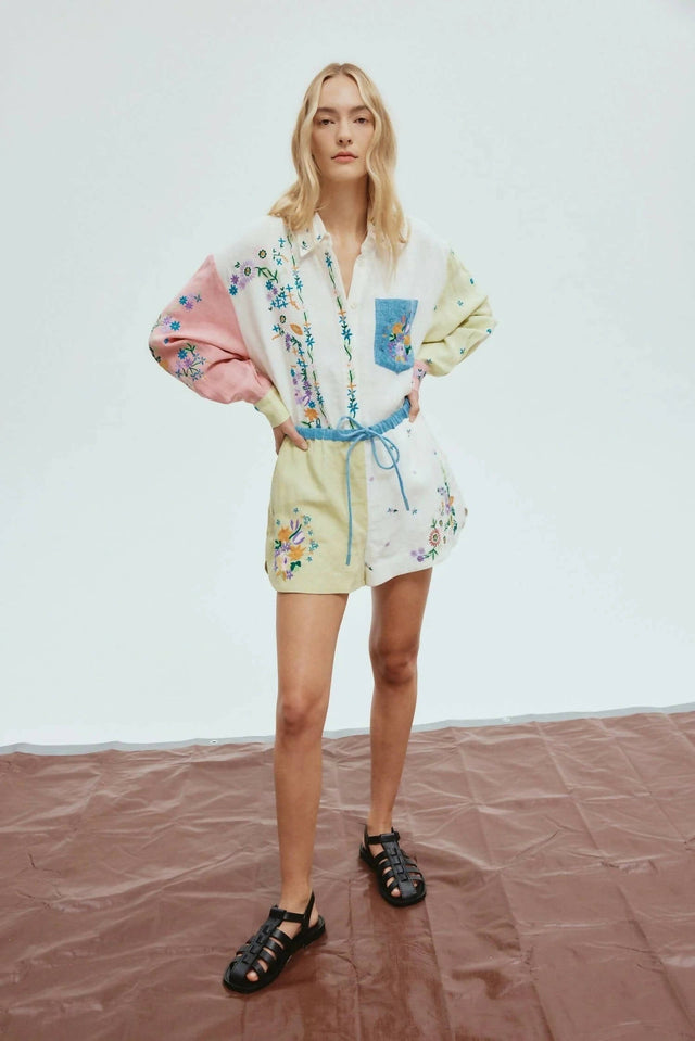 Alemais Willa Embroidered Shirt and Short Set Multi Floral Size 14 & 16 - Outfit Sets