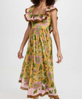 Alemais Winnie Ruffle Neck Midi Dress - 12 / Multi - Dresses