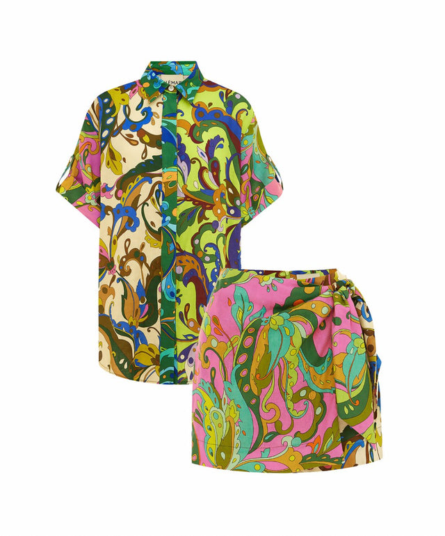 ALEMAIS - Alemais Yvette Linen Shirt and Sarong Skirt Set
