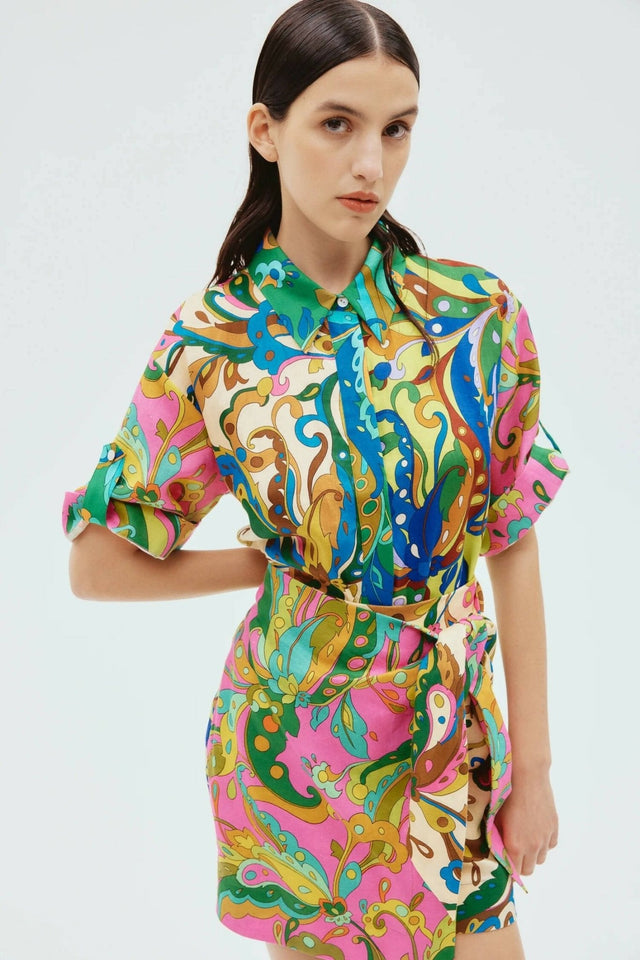 ALEMAIS - Alemais Yvette Linen Shirt and Sarong Skirt Set
