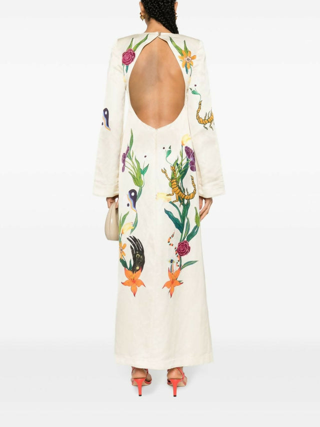 Alemais Zelda Midi Dress Champagne Multi Size AU 14 & 16 - Dresses