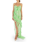 Alessandra Rich Asymmetric Embellished Tie-Dyed Silk-Georgette Gown Green Size 36/ AU 6 - 6 / Green - Dresses