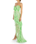 Alessandra Rich Asymmetric Embellished Tie-Dyed Silk-Georgette Gown Green Size 36/ AU 6 - 6 / Green - Dresses
