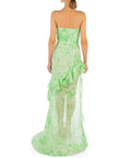 Alessandra Rich Asymmetric Embellished Tie-Dyed Silk-Georgette Gown Green Size 36/ AU 6 - 6 / Green - Dresses