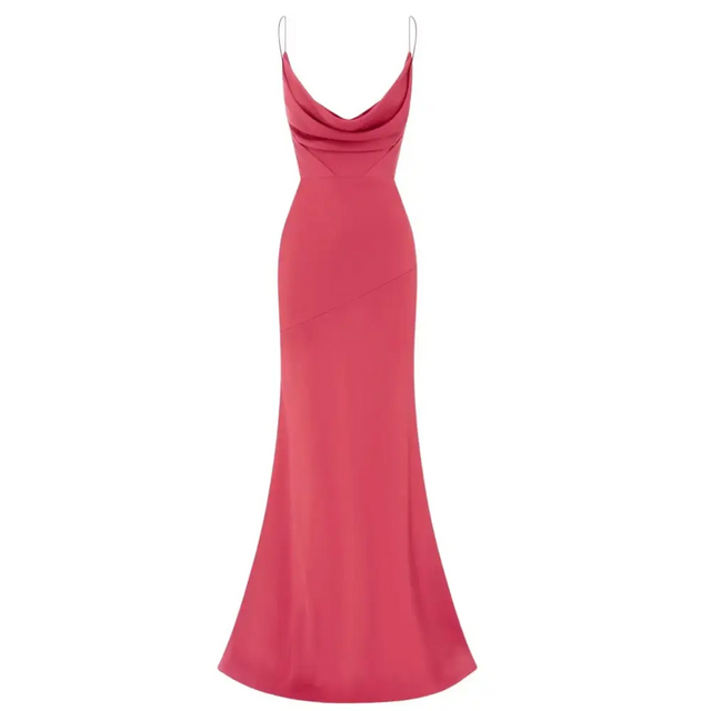 Alex Perry Bikini Cowl Drape Gown In Satin Pink - 6 / Pink - Dresses