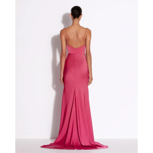 Alex Perry Bikini Cowl Drape Gown In Satin Pink - 6 / Pink - Dresses