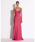 Alex Perry Bikini Cowl Drape Gown In Satin Pink - 6 / Pink - Dresses