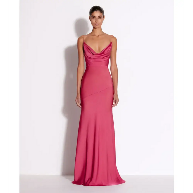 Alex Perry Bikini Cowl Drape Gown In Satin Pink - 6 / Pink - Dresses