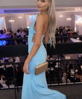 Alex Perry Blue Halter Gown - 6 / Blue - Dresses
