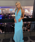 Alex Perry Blue Halter Gown - 6 / Blue - Dresses