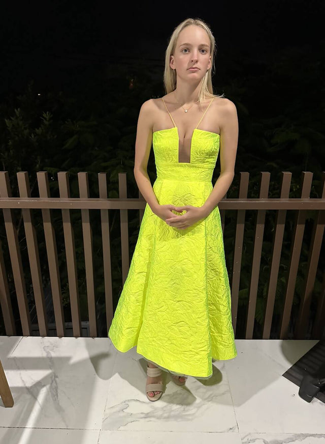 Alex Perry Floral Brocade Dress - 6 / Yellow - Dresses