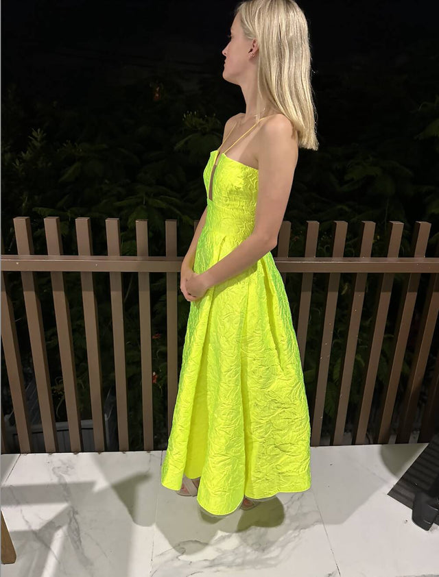 Alex Perry Floral Brocade Dress - 6 / Yellow - Dresses