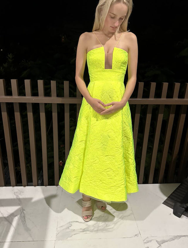 Alex Perry Floral Brocade Dress - 6 / Yellow - Dresses