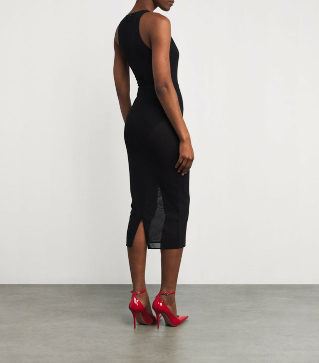 Alex Perry Halter Midi Dres Stretch Mesh Black Size 6 8 & 10 - Dresses