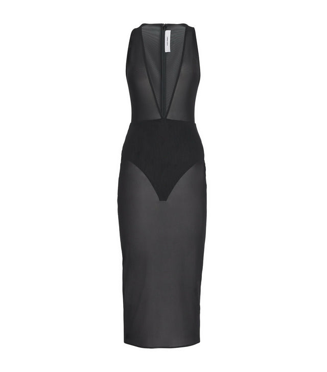 Alex Perry Halter Midi Dres Stretch Mesh Black Size 6 8 & 10 - Dresses