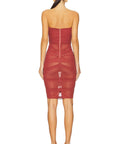 Alex Perry Power Mesh Midi Dress Cognac Red Size 6 - 6 / Red - Dresses
