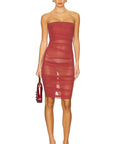 Alex Perry Power Mesh Midi Dress Cognac Red Size 6 - 6 / Red - Dresses