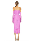 Alex Perry Prescott Lycra Ruched Cup Midi Dress With Gloves Pink Size 10 - 10 / Pink - Dresses