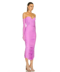 Alex Perry Prescott Lycra Ruched Cup Midi Dress With Gloves Pink Size 10 - 10 / Pink - Dresses