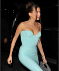Alex Perry Prescott Ruched Midi Dress With Gloves Sleeves Sky Blue Size 8 - 8 / Blue - Dresses