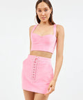 Alex Perry Rowan Mini Skirt & Visit Cole Bra Top Set Glitter Pink - 6 / Pink - Outfit Sets