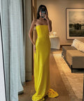 Alex Perry Strapless Sequined Corset Gown Dress Yellow Size 6 - 6 / Yellow - Dresses