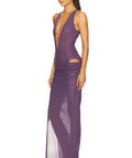 Alex Perry Tucked Halter Column Maxi Dress Purple Size 8 & 10 - Dresses