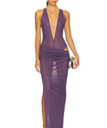 Alex Perry Tucked Halter Column Maxi Dress Purple Size 8 & 10 - Dresses