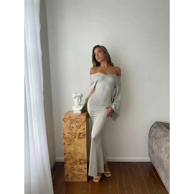Amy Shehab Moonlight Lace Dress - 6 / Silver - Dresses