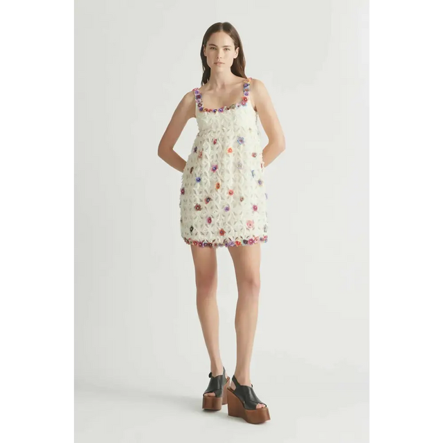 echo mini dress Antipodean Echo Crochet Flower Mini Dress Cream Size 6