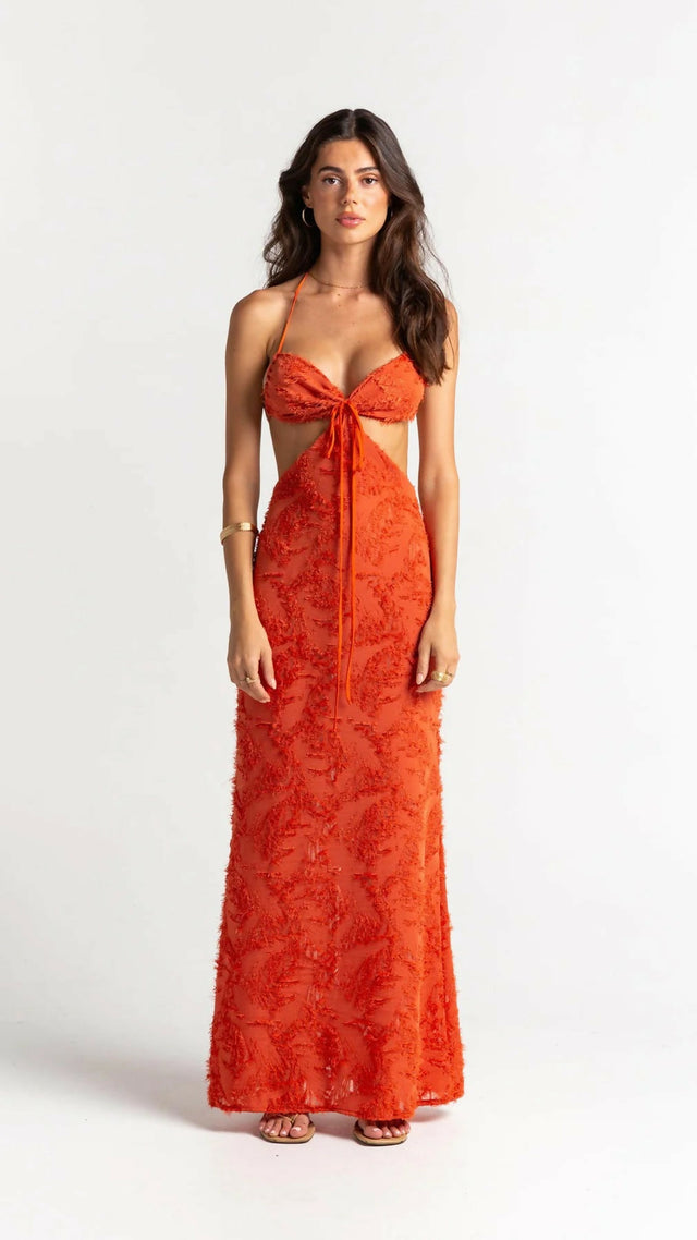 Arcina Ori Kara Midi Dress - 6 / Orange - Dresses