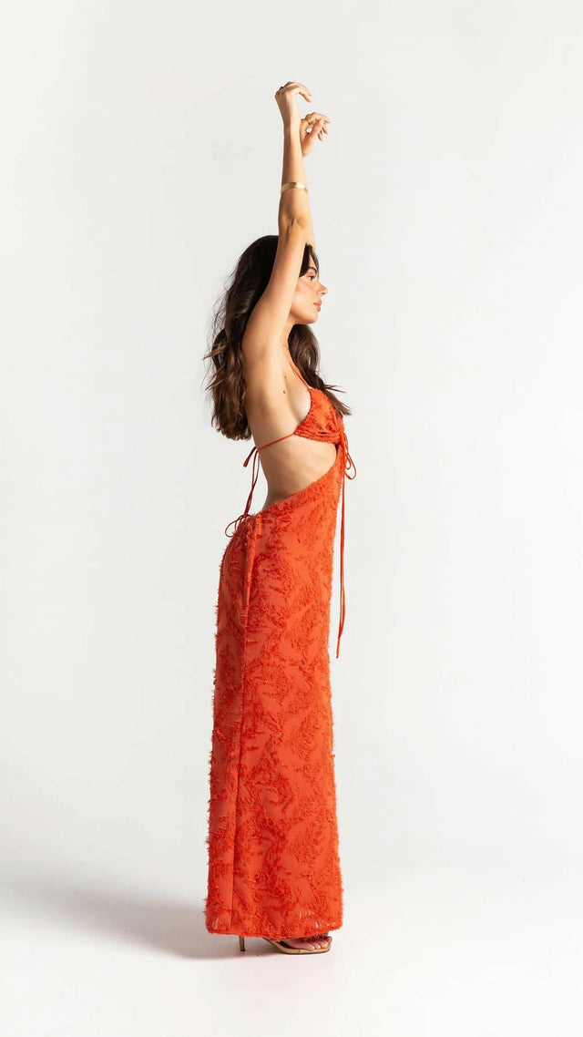 Arcina Ori Kara Midi Dress - 6 / Orange - Dresses