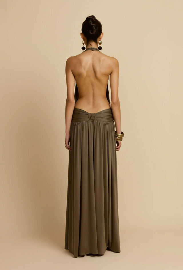 Arcina Ori Santina Maxi Dress Khaki Size XS / AU 6 S / AU 8 M / AU 10 - Dresses