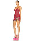 AREA Crystal Bow Mini Dress - 6 / Red - Dresses